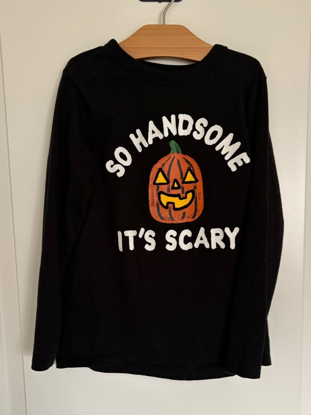 The Children's Place Black Long-Sleeve Tee with Orange Pumpkin Graphic
